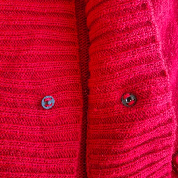 Alpaca Fina Made In Peru Shawl Neck Cardigan Snap Red - Picture 7 of 11